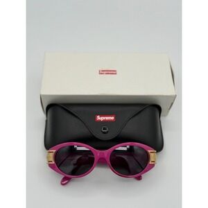 Supreme‎ Plaza Sunglasses Magenta Gold Frames Authentic Eyewear with Case